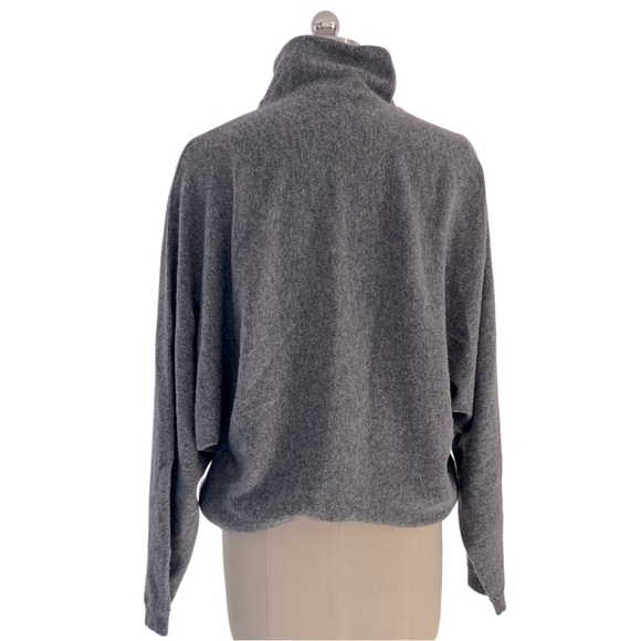 SOLD Saks Fifth Avenue 100% Cashmere Gray batwing sleeve turtleneck sweater L - Picture 6 of 12